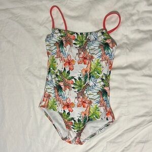 Chameleon leotard with giraffes and flowers size medium
